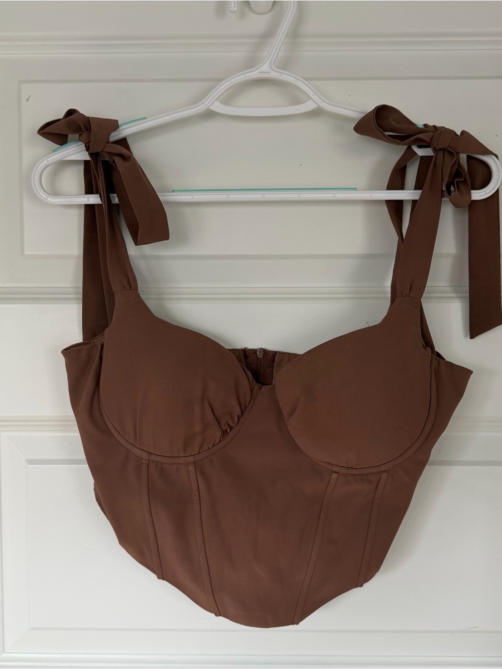 Brown Tie-Strap Bustier Crop Top